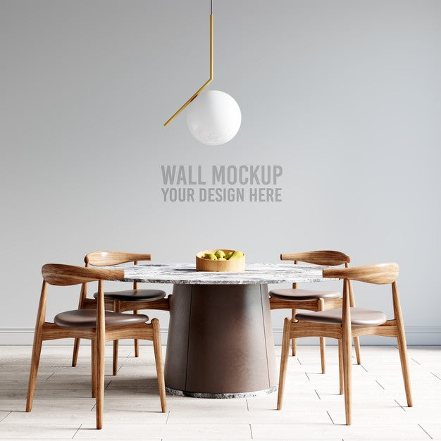 Free Interior Dining Room Wallpaper Mockup Psd