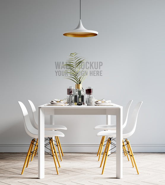 Free Interior Dining Room Wallpaper Mockup Psd