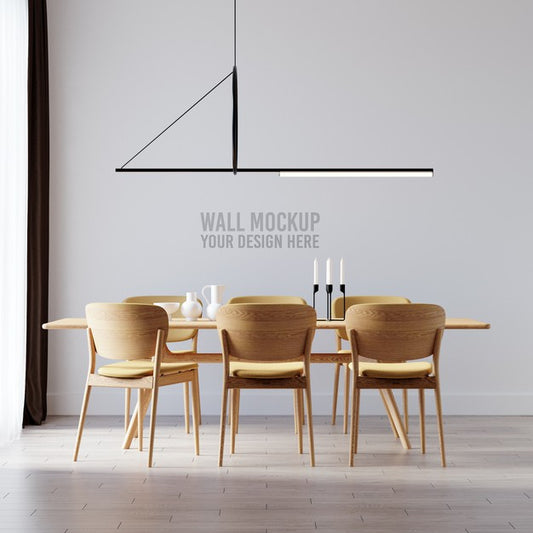 Free Interior Dining Room Wallpaper Mockup Psd