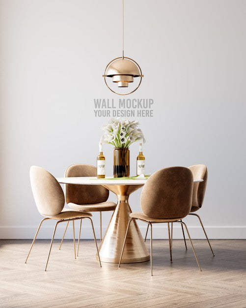 Free Interior Dining Room Wallpaper Mockup Psd