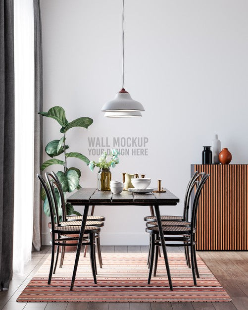 Free Interior Dining Room Wallpaper Mockup Psd