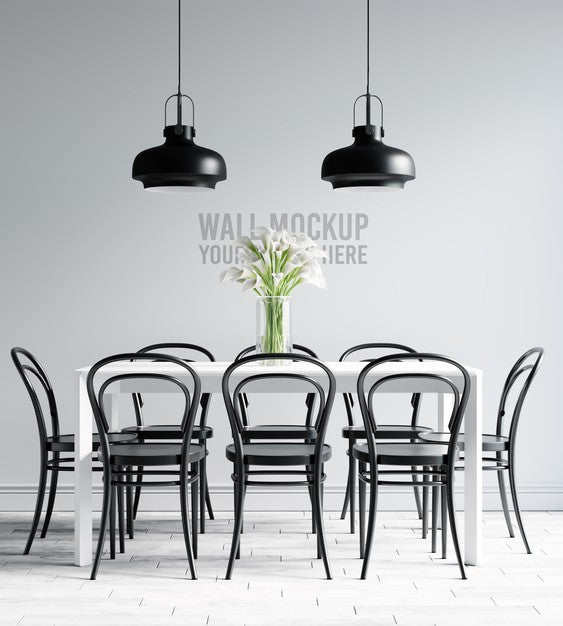 Free Interior Dining Room Wallpaper Mockup Psd