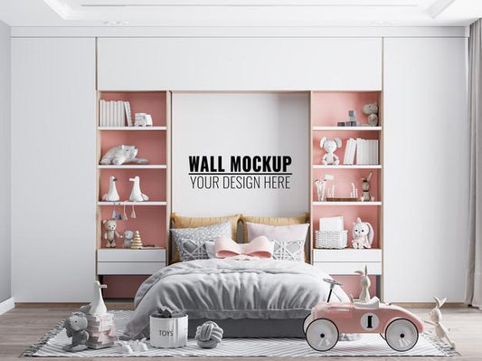 Free Interior Kids Room Wallpaper Background Mockup Psd