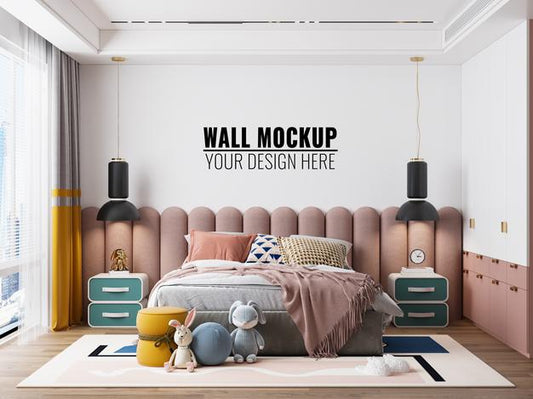 Free Interior Kids Room Wallpaper Mockup Psd