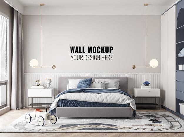 Free Interior Kids Room Wallpaper Mockup Psd