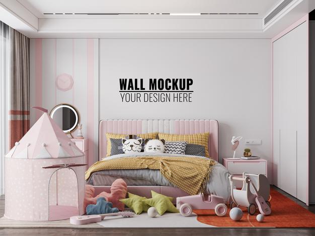 Free Interior Kids Room Wallpaper Mockup Psd