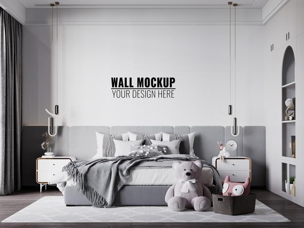 Free Interior Kids Room Wallpaper Mockup Psd