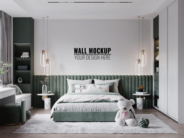 Free Interior Kids Room Wallpaper Mockup Psd