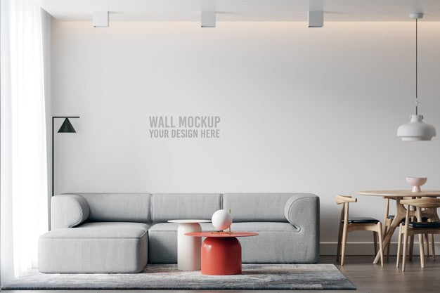 Free Interior Living Room Wall Mockup Psd