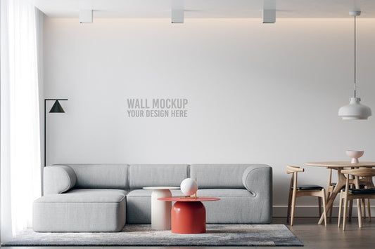 Free Interior Living Room Wall Mockup Psd