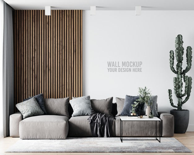 Free Interior Living Room Wall Mockup Psd