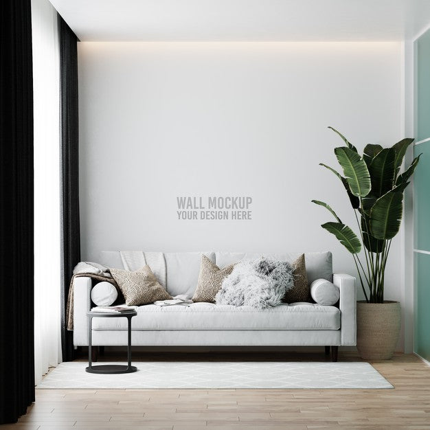 Free Interior Living Room Wall Mockup Psd