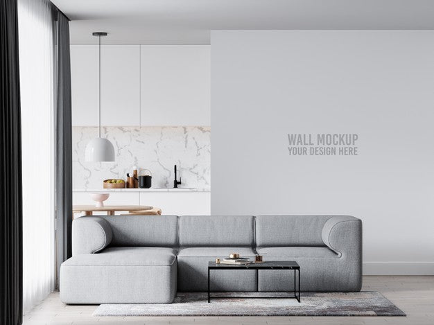 Free Interior Living Room Wall Mockup Psd