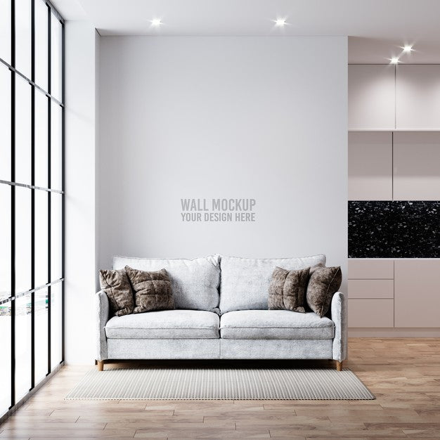 Free Interior Living Room Wall Mockup Psd