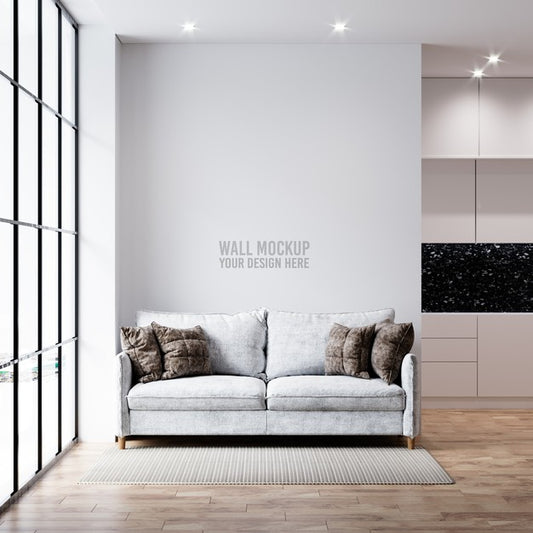 Free Interior Living Room Wall Mockup Psd