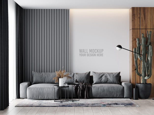 Free Interior Living Room Wall Mockup Psd