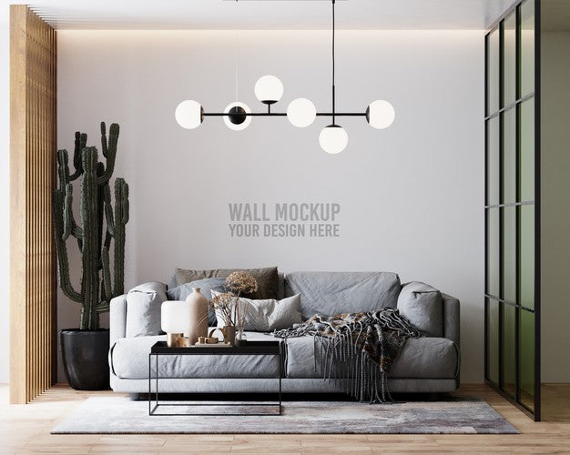 Free Interior Living Room Wall Mockup Psd