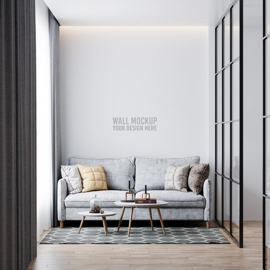 Free Interior Living Room Wall Mockup Psd