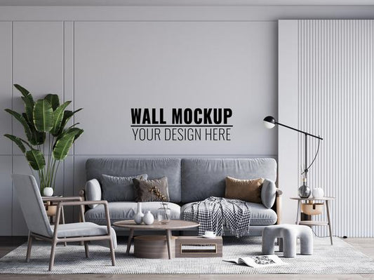 Free Interior Living Room Wall Mockup Psd