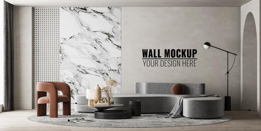 Free Interior Living Room Wall Mockup Psd