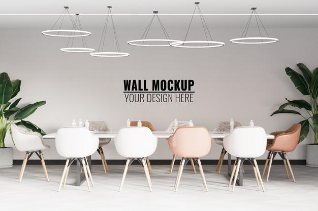 Free Interior Modern Office Meeting Room Wall Mockup Psd