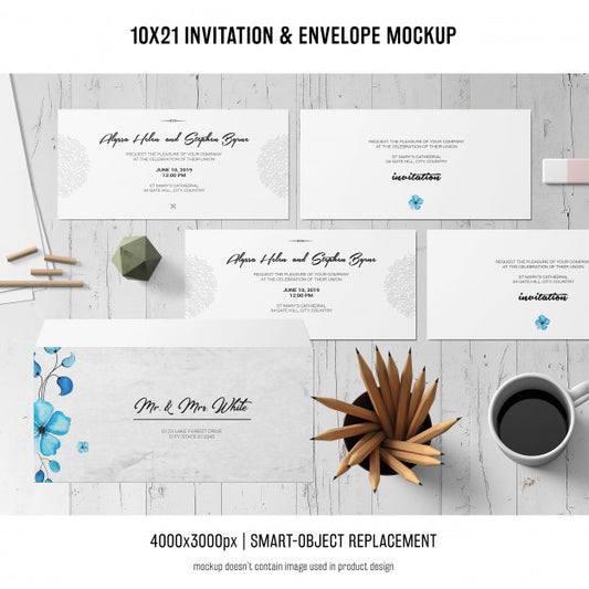 Free Invitation And Envelope Mockup Psd