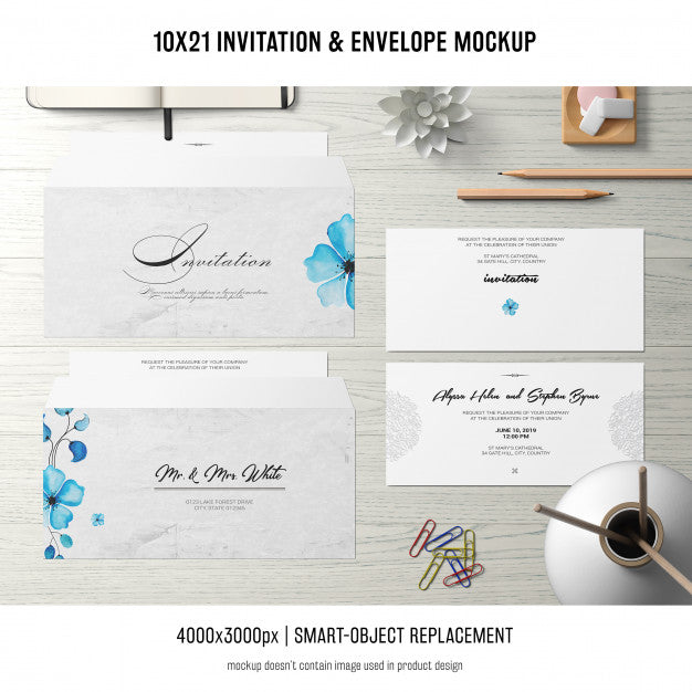 Free Invitation And Envelope Mockup Psd