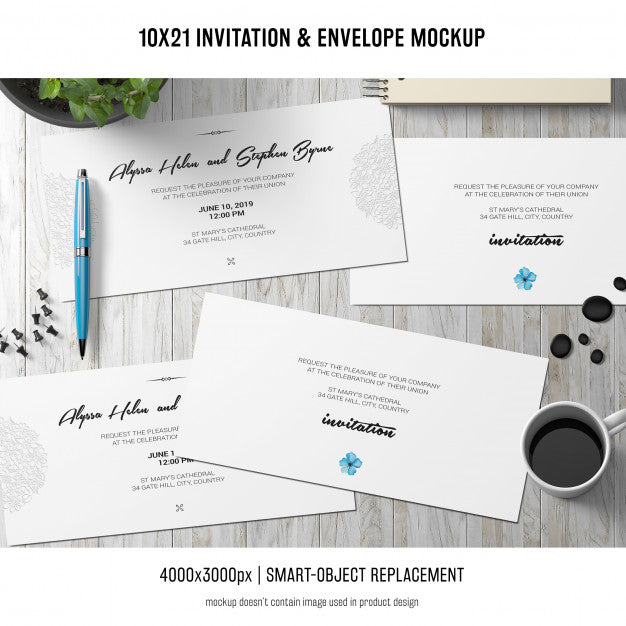 Free Invitation And Envelope Mockup Psd