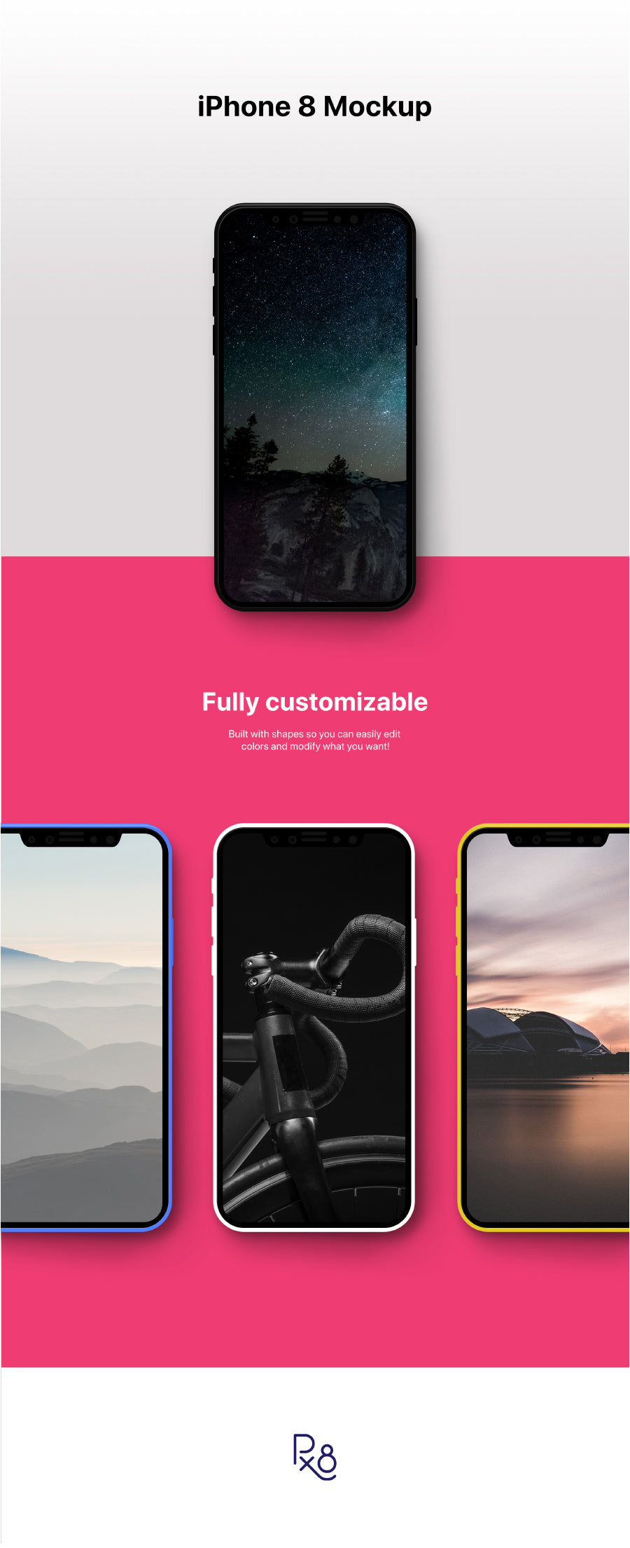 Free Super-Neat iPhone 8 Mockup PSD