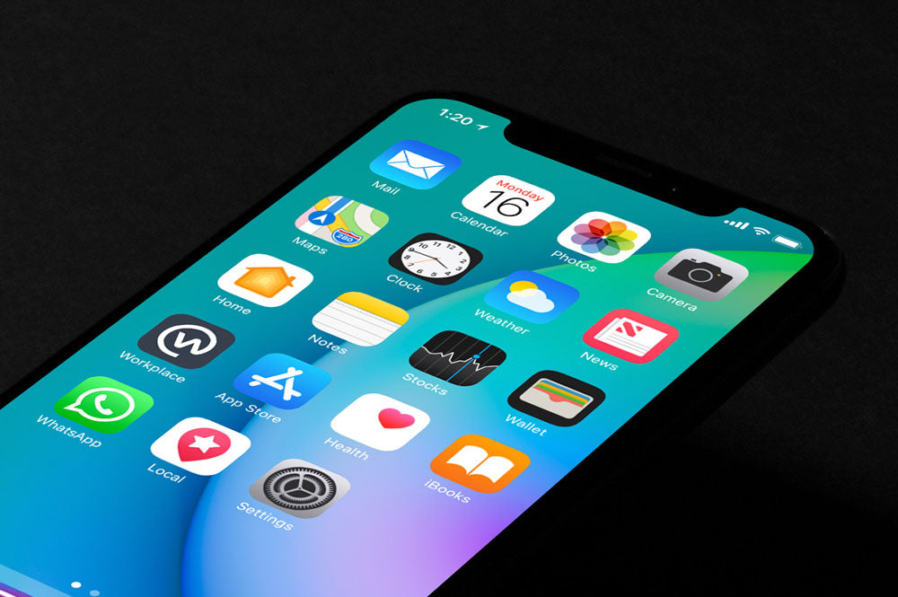 Free Isometric Black iPhone X Top View Mockup