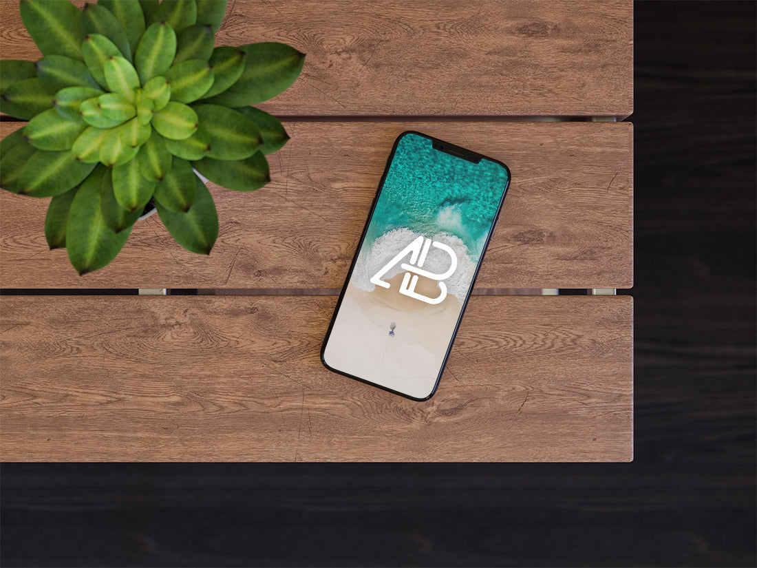 Free Iphone X On Table Mockup