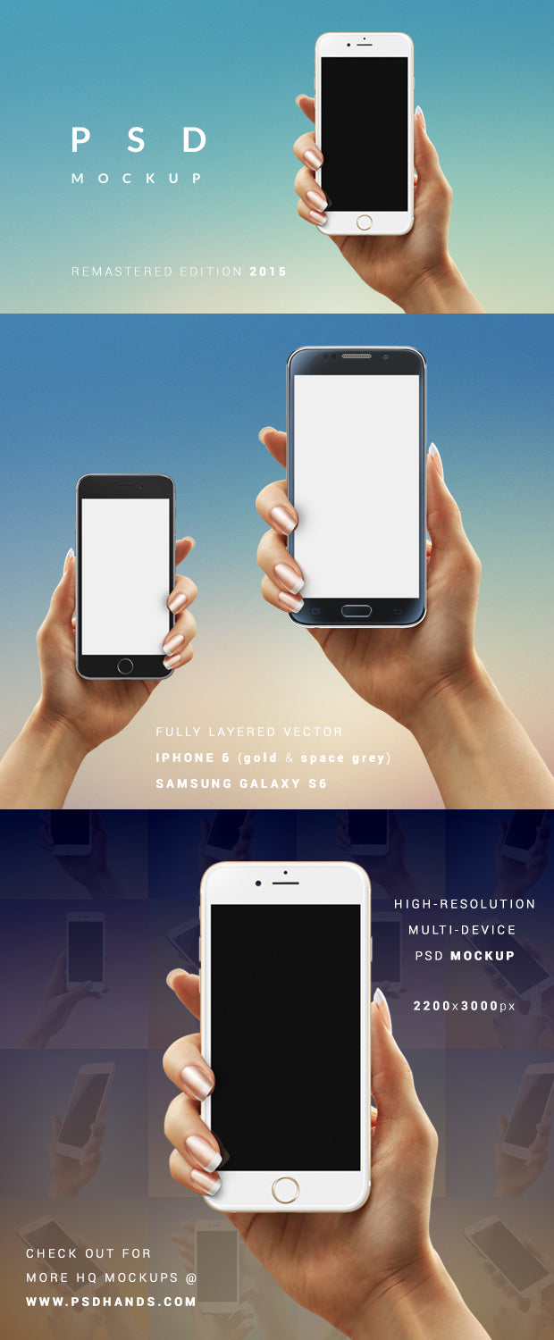 Free iPhone 6 and Samsung Galaxy S6 Mockups