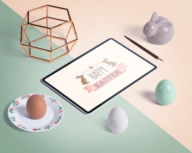 Free Isometric Editable Scene Creator Easter Mockup Psd