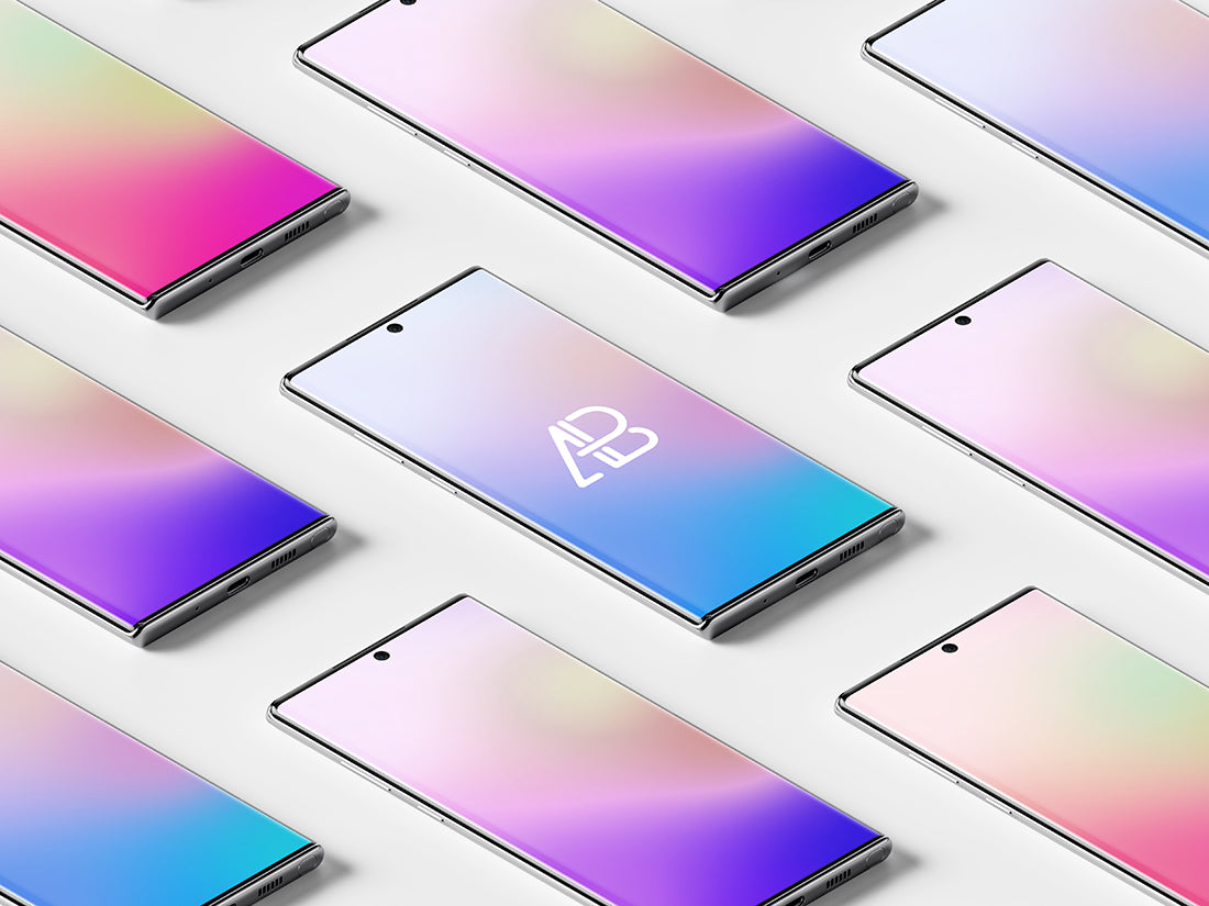 Free Isometric Galaxy Note 10 Pro Mockup