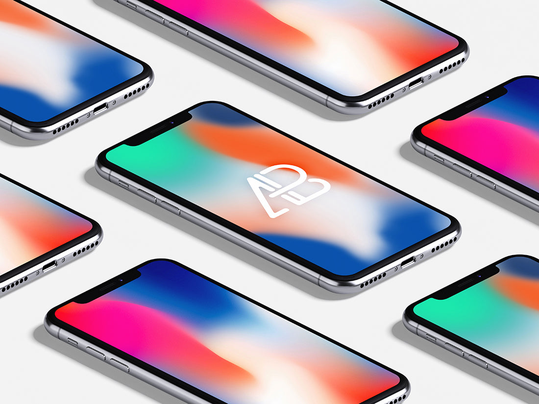 Free Isometric Iphone X Mockup Vol.3