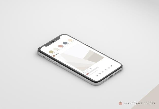 Free Isometric Minimal 3D Phone With Rrss Interface Mockup Psd