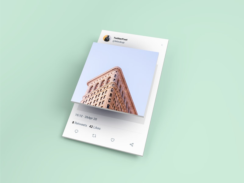 Free Isometric Twitter Post Mockup