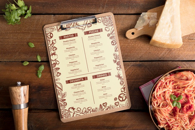 Free Italian Food Menu Concept Mock-Up Psd