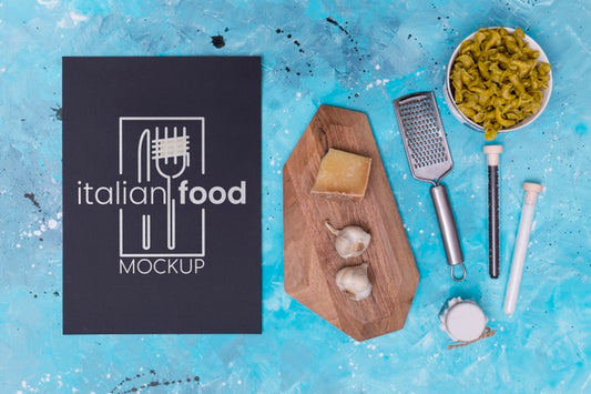 Free Italian Food Mock-Up Flat Lay Psd