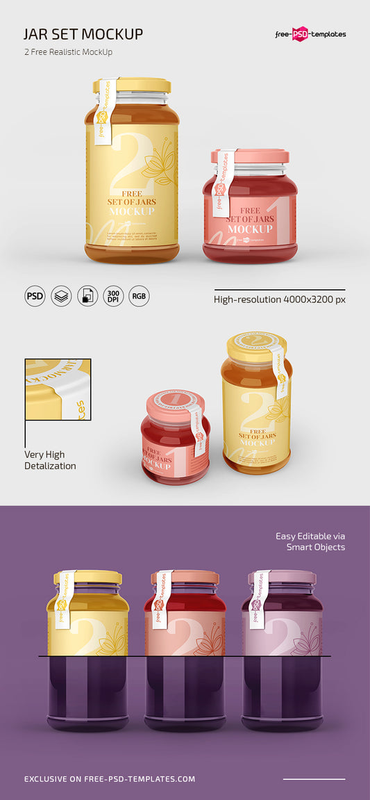 Free Jar Set Mockup In Psd