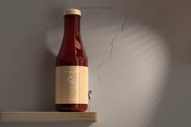 Free Ketchup Or Sauce Bottle Mockup Psd