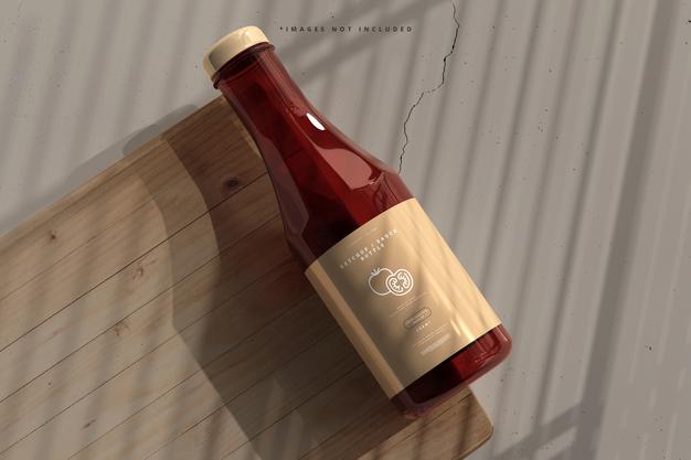 Free Ketchup Or Sauce Bottle Mockup Psd