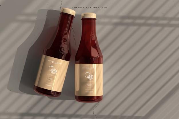 Free Ketchup Or Sauce Bottles Mockup Psd