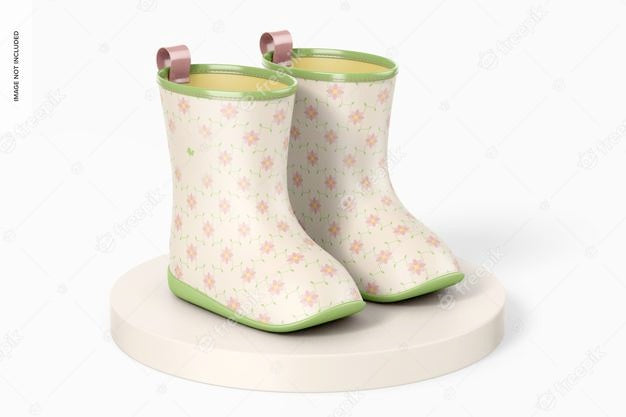 Free Kids Rain Boots Mockup, On Surface Psd