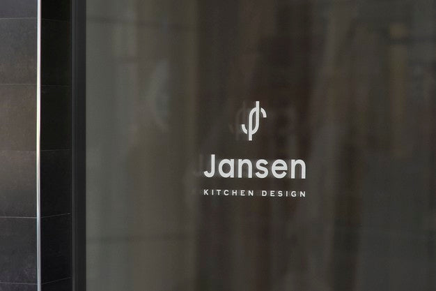 Free Kitchen Design Window Sign Logo Mockup Psd