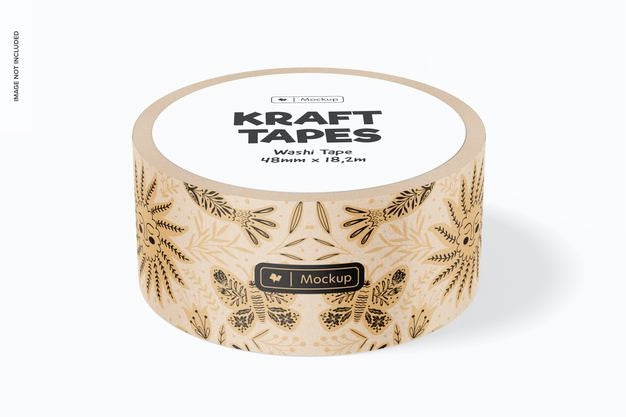 Free Kraft Tape Mockup, Front View Psd