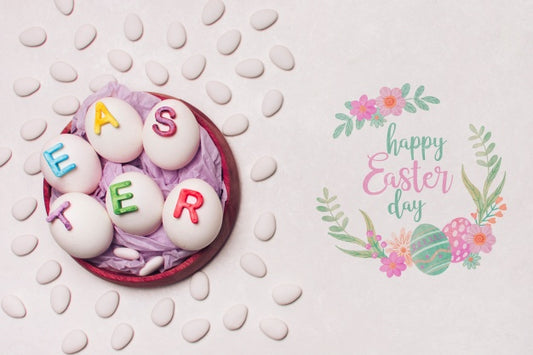 Free Label Mockup With Easter Concept Psd