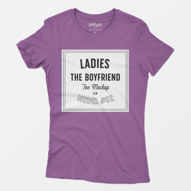 Free Ladies The Boyfriend Tee Mockup 02 Psd