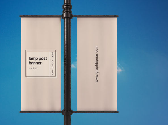 Free Lamp Post Banner Mockup