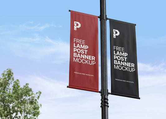 Free Lamp Post Banner Mockup